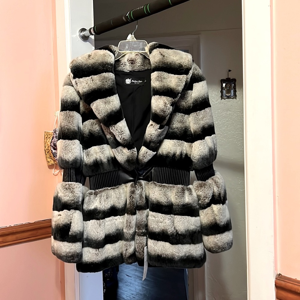 Fur coat grey. Brand new with tag. Rex fur